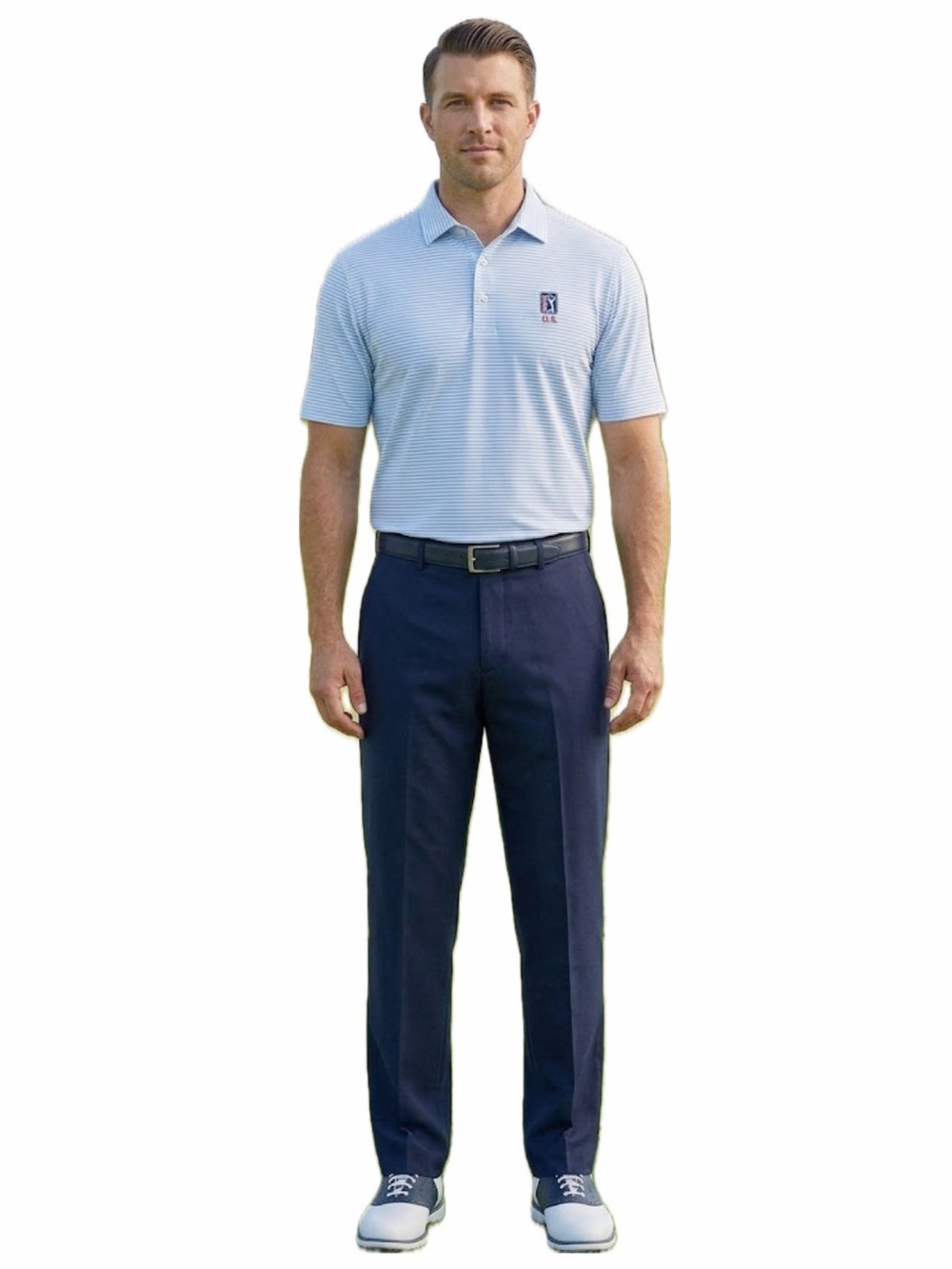PGA TOUR MENS 36x34 NAVY BUTTON ZIPPER DRESS PANT BELT LOOP GOLF BUSINESS NWT